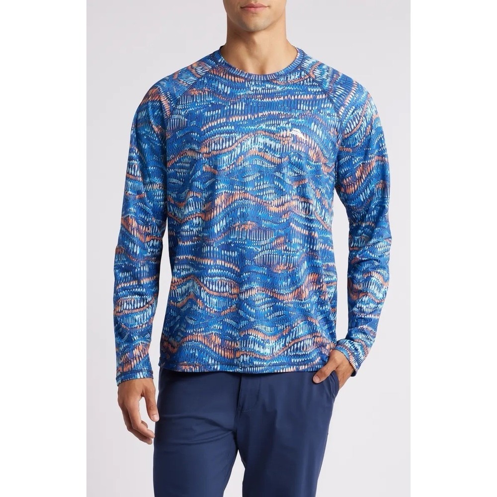 Tommy Bahama Long Sleeve Island Zone MONTE RIO GEO CREW Rashgard Size large